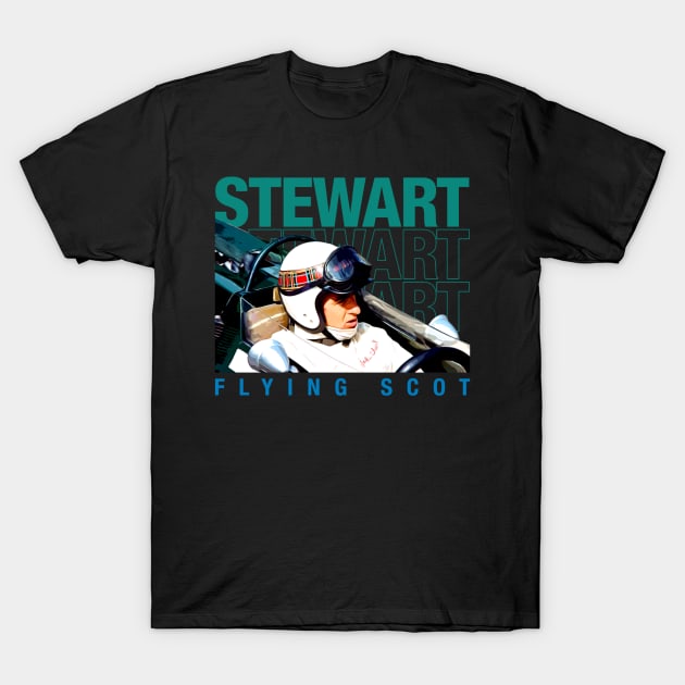 Jackie Stewart Flying Scot Legend T-Shirt by stevenmsparks